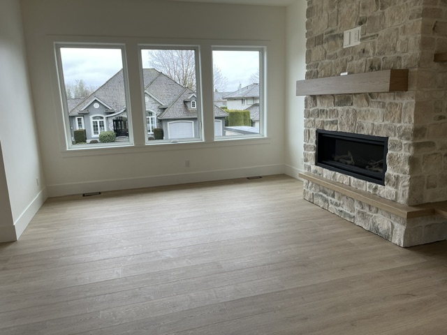 Gas fireplace installation in a Fraser Valley living room