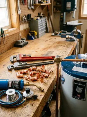 Licensed technician replacing a water heater in a Fraser Valley home