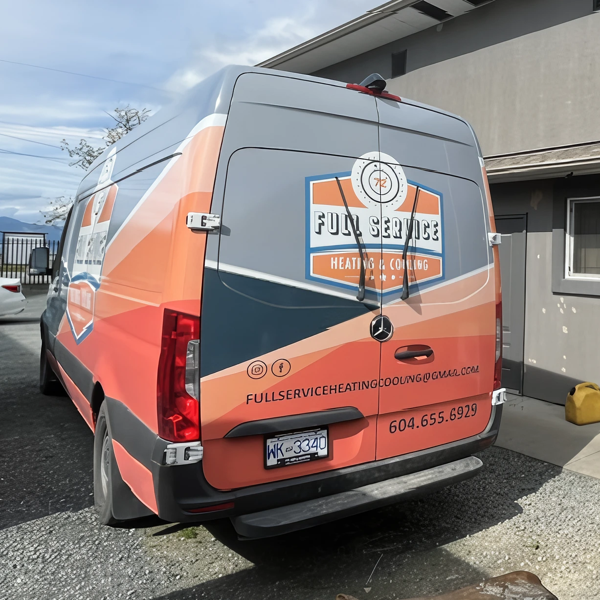 Full Service Heating and Cooling branded service van in Langley BC